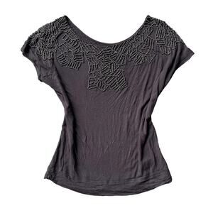 2000s VINTAGE Y2K xxi forever 21 beaded charcoal shirt indie sleaze size S